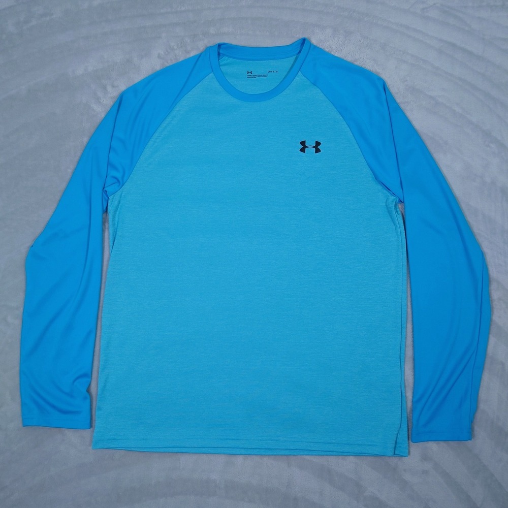 Under Armour UA Velocity Long Sleeve Shirt Mens L Blue Raglan  1327970